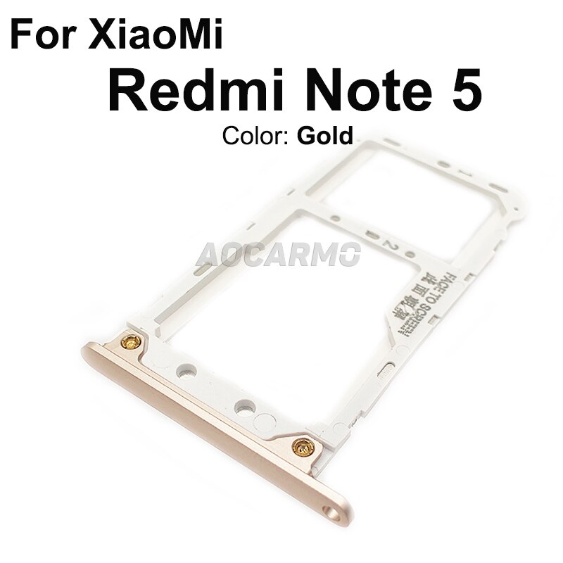 Aocarmo Für XiaoMi Redmi Hinweis 5 5A Metall Kunststoff Nano Sim Karte Tablett MicroSD Slot Halfter Ersatz Teil: Hinweis 5 -- Gold