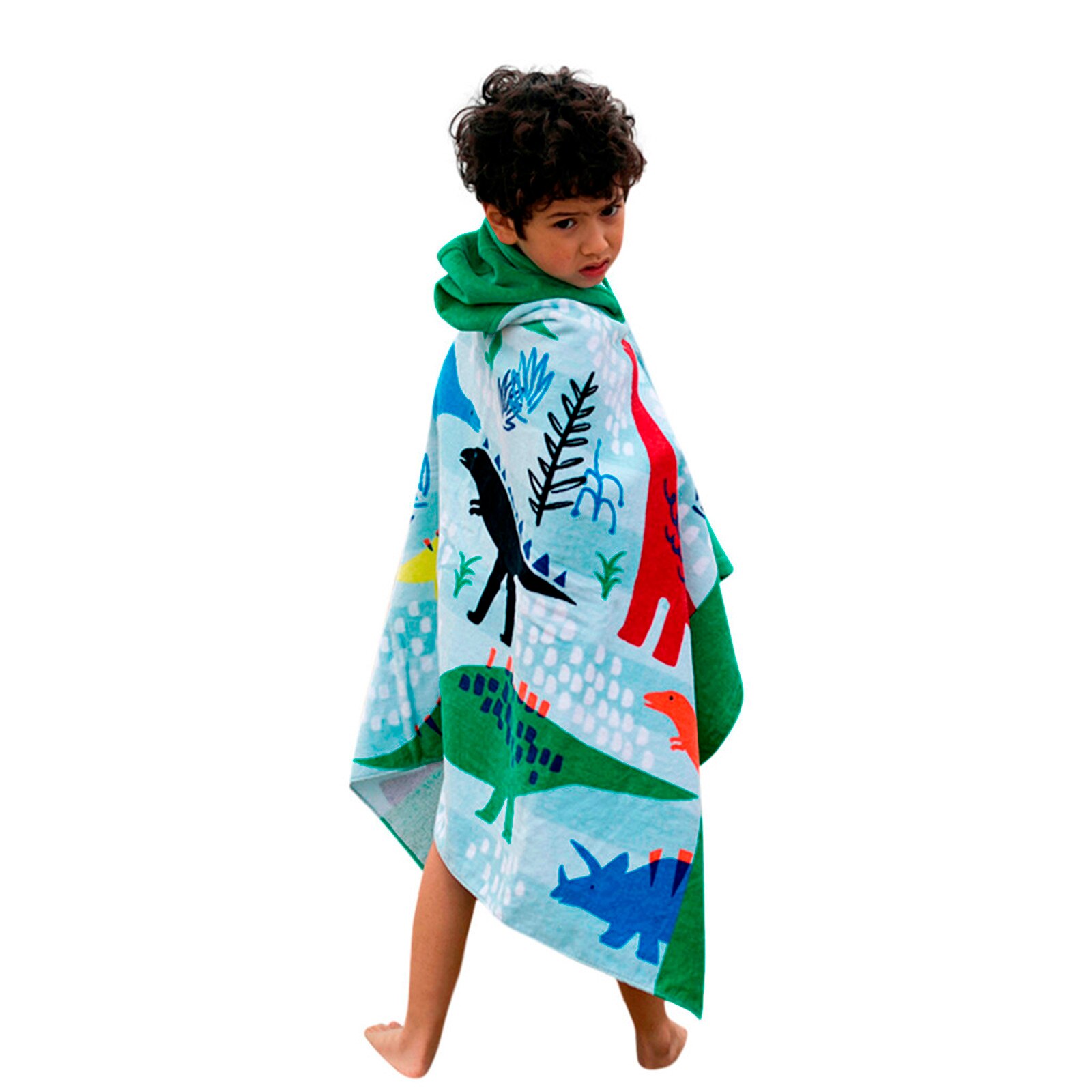 Albornoz con estampado de dinosaurios y animales para bebé, toalla de Spa con dibujos animados para bebé, bata de baño para niños, toallas de playa infantiles: A