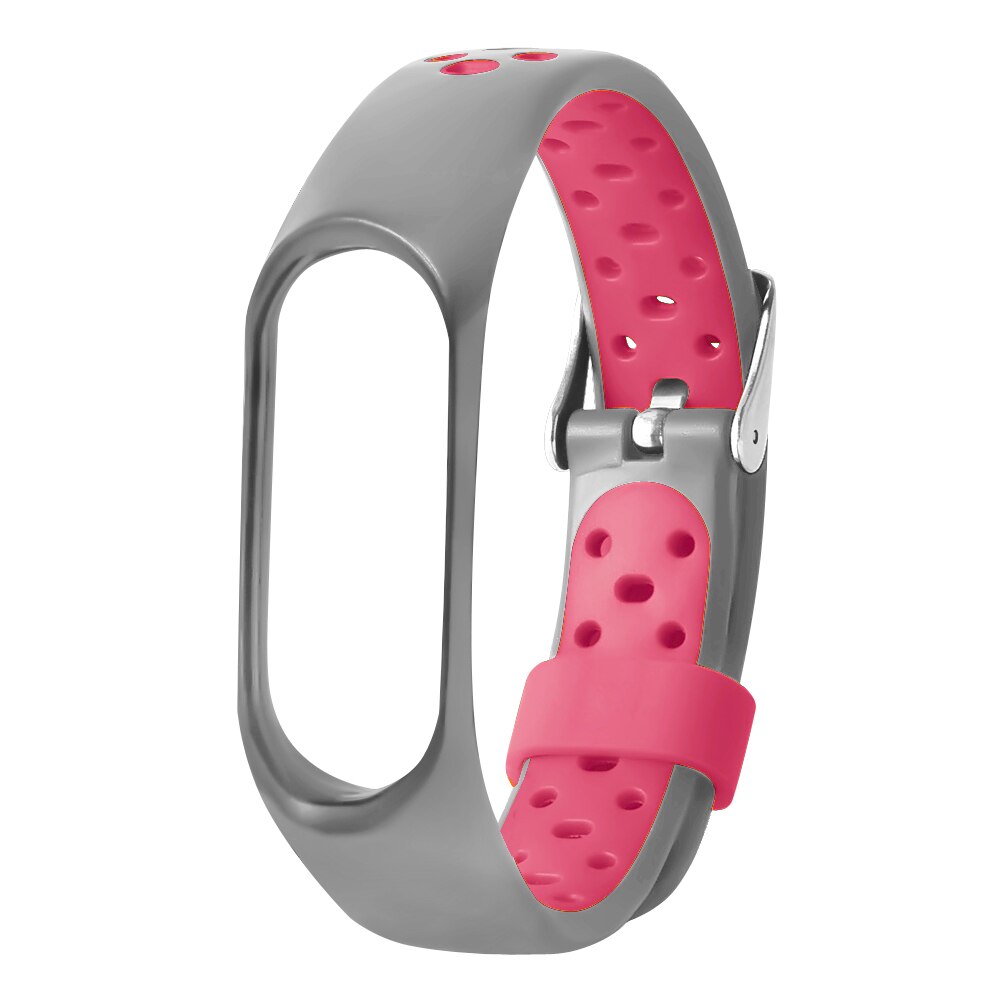 Ersatz strap Für xiaomi mi Band 4 3 Bunte Leder M Band 4 3 Metall strap PU Edelstahl Armband für mi Band 4 3 Armbänder: F gray-pink