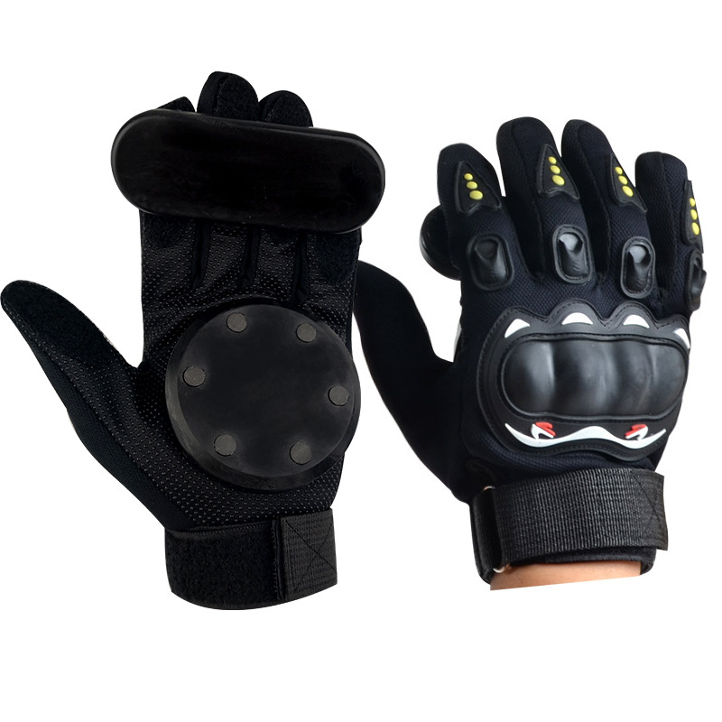 KUFUN Skateboard Handschuhe Downhill Slide Handschuhe Feuer Stein Flint Funken Longboard Handschuhe Schutz Getriebe/Pad Downhill Slide Handschuhe: 2 black spark glove