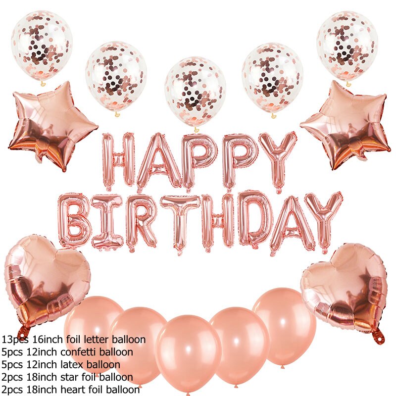 27 teile/satz Glücklich Geburtstag Alphabet Ballon Stern Herz Folien Ballon für Geburtstag Party Luft Bälle Decoartion Baby Dusche Liefert 8