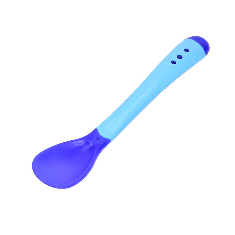 1pcs Baby Soup Spoon Safety Heat Sensitive Color Change Thermochromic Spoon: Blue