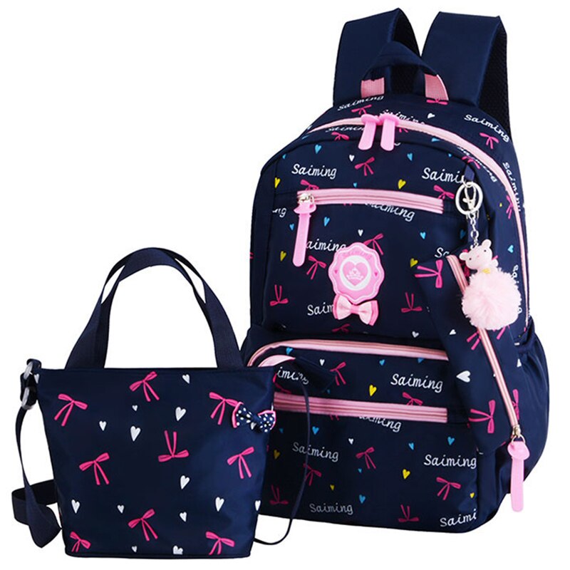 Tiener Meisjes Afdrukken Reizen Rugzakken Schooltassen Voor Jongens Orthopedische Rugzak 3 Stks/set Rugzak Schooltas Mochila Infantil: deep blue