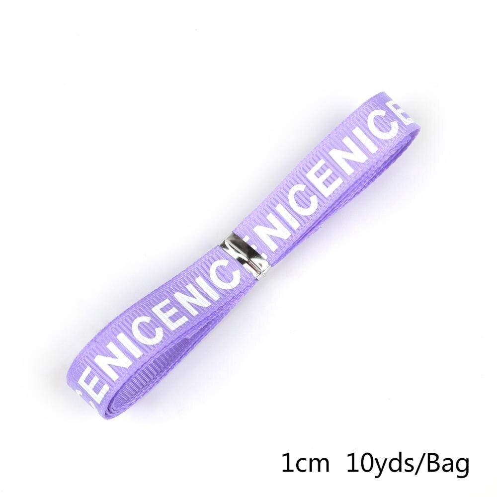 Offre spéciale 10 Yards largeur 10mm "Nice" imprimé ruban gros-grain solide couleur lettres impression ruban pour bricolage emballage artisanat de mariage: Purple