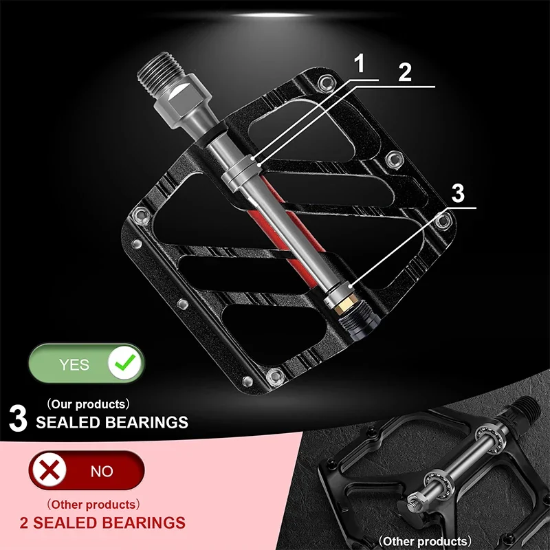 BUCKLOS-pedales de bicicleta con 3 rodamientos, ultraligeros, antideslizantes, CNC, pedales planos de aleación de aluminio, accesorios impermeables para bicicleta