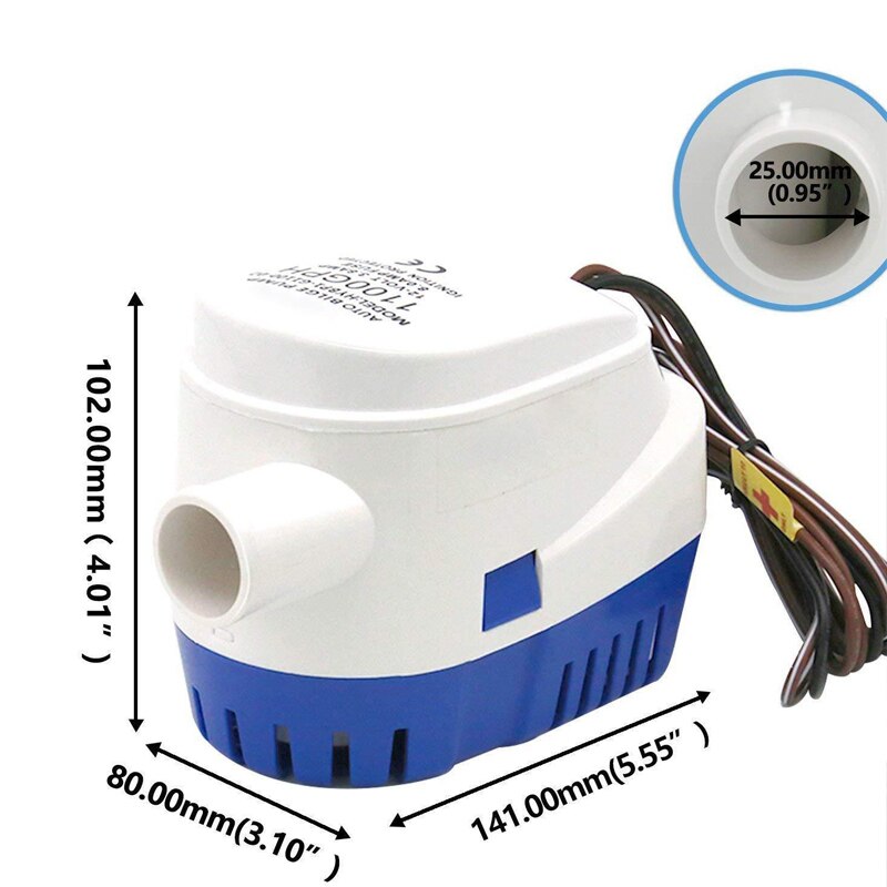 OurLeeme Bilge Pumps, 12V 1100GPH Automatic Bilge Pump Marine Submersible Car Silent Liquid Pump Water Pump for Boats, Ponds, Swimming Pools (1100GPH