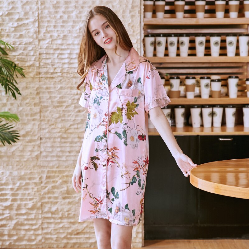 simulatie zijde sexy lady nachthemd herfst zomer zijde overhemd vrouwelijke sexy nachtkleding thuis dienst S093