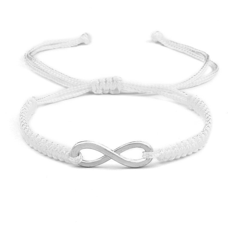 Charm Paar Armband Handgemaakte Gevlochten Touw Infinity Vriendschap Verstelbare Armbanden En Armbanden Voor Vrouwen Mannen Mode-sieraden: White-silver