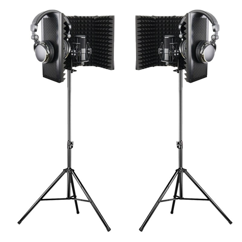Portable Microphone Isolation Cover, Adjustable Sound Insulation Angle, Foldable, Microphone Windshield