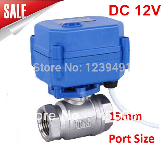 Motorized Ball Valve 1/2" DN15 DC12V 2 way Stainless Steel 304 Electric Ball Valve ,CR04 Wire