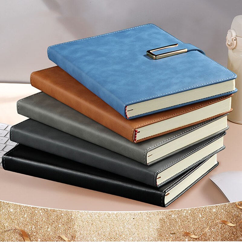 Business PU Leather Notebook Hardcover Diary Essential Sense Cover Notepad Ribbon Bookmark Multicolor Optional