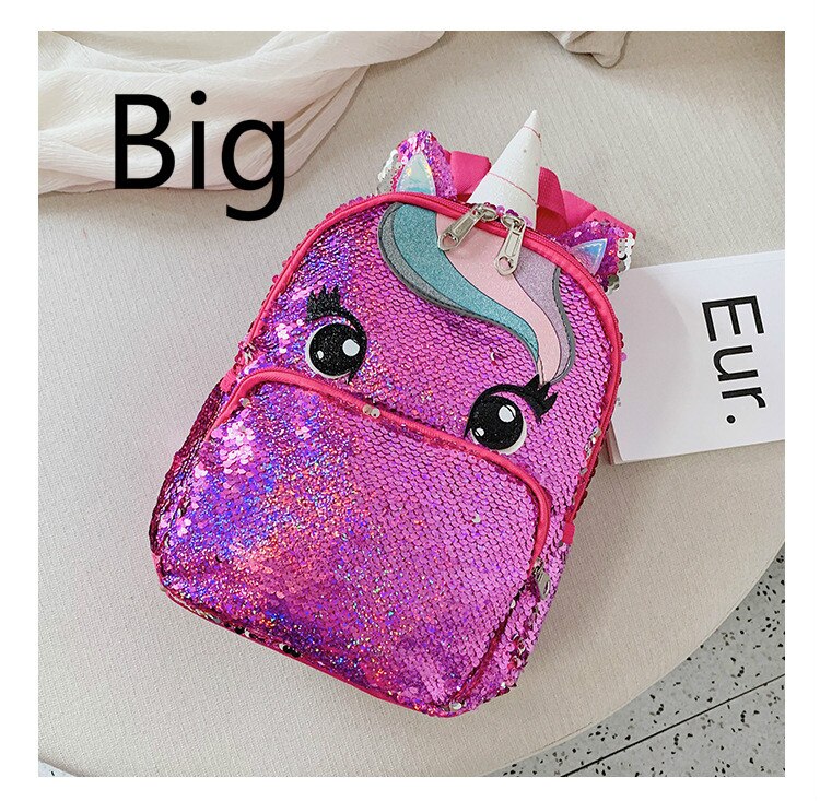 Girls Sequins Unicorn Backpack Women Large Capacity Bag Girl Book Bag Satchel School Bag for Teenager Student All-Match: F