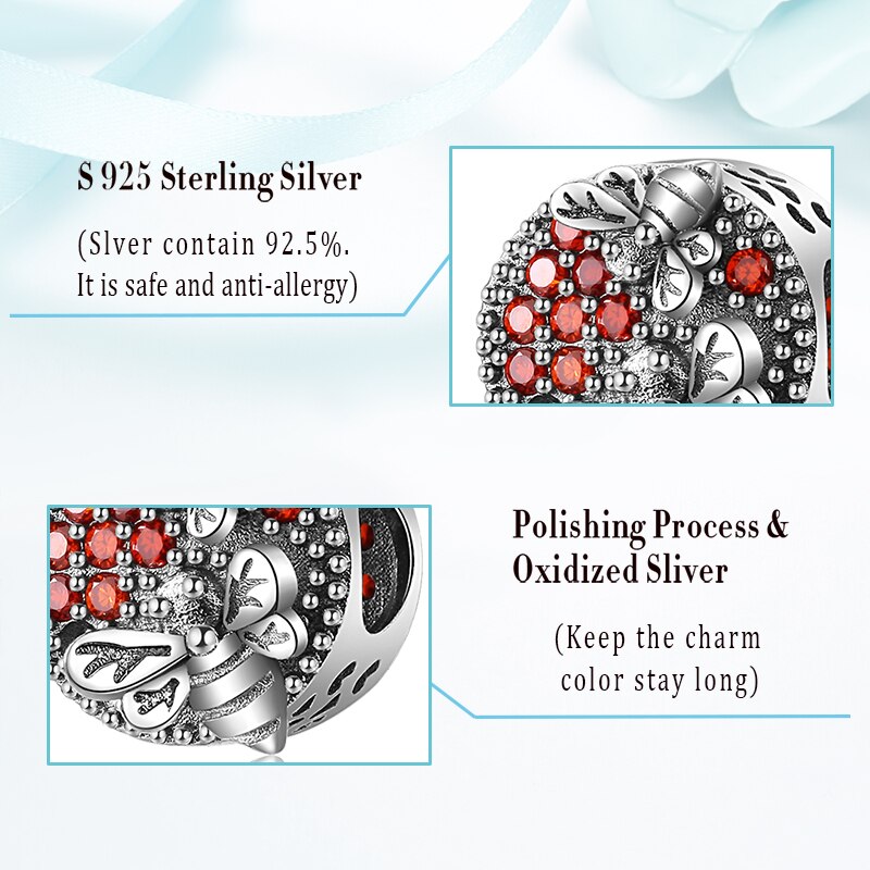 Lovely Bee Animal 925 Sterling Silver Charm Beads Accessories Original Fit DIY Charms Silver 925 Bracelets Jewelry Making