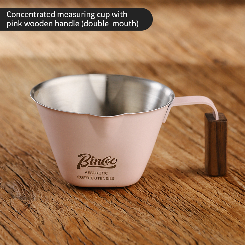 Taza medidora de café expreso con mango de escala, taza medidora de café de acero inoxidable, accesorio medidor de cocina para el hogar: plum
