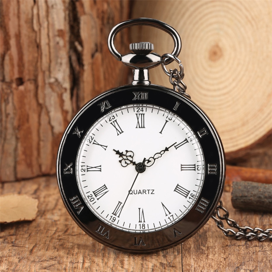 Klassieke romeinse cijfers zakhorloge quartz horloge voor mannen vrouwen oud open gezicht hanger ketting horloge kinderen reloj