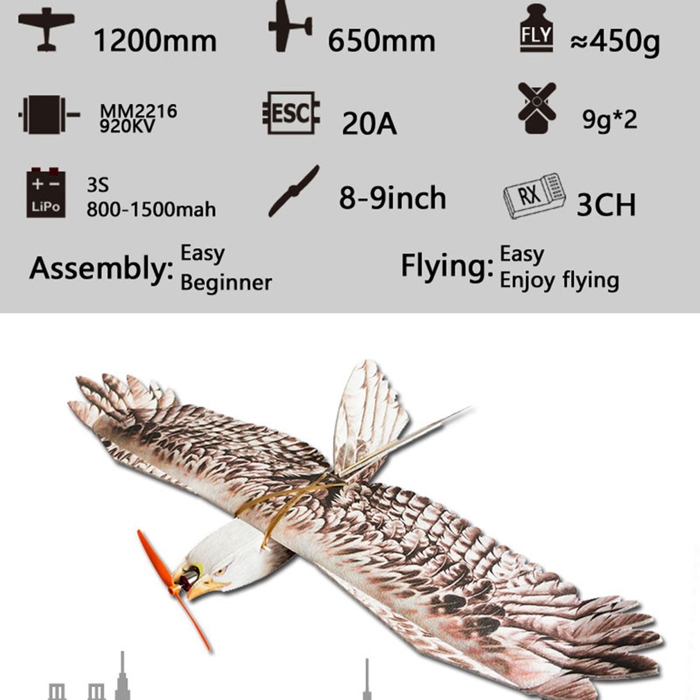 Foam Eagle RC Airplane With 8x4" Propellers 1.2M Wingspan EPP RC Flying Plane Aircraft Model Toys For Children KIT/PNP