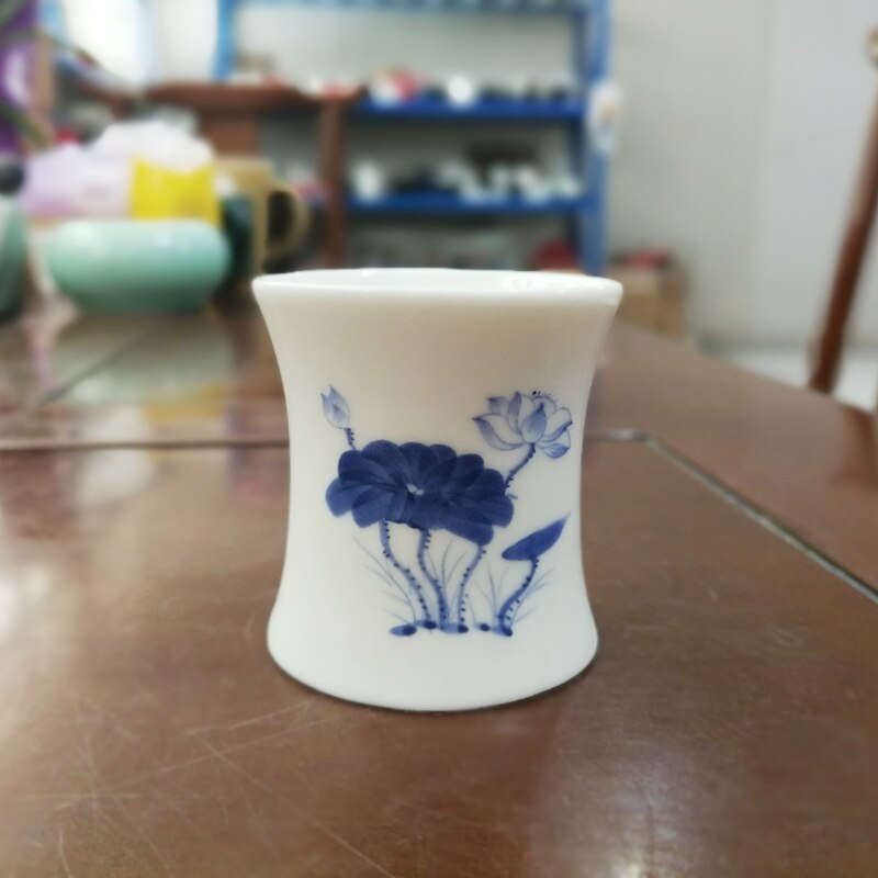 2 st/set smal midja keramiskt snapsglas plommon qing lotus 40ml skaftlösa sakekoppar hemmabar restaurang risvinset plantkoppset: Qing holländska