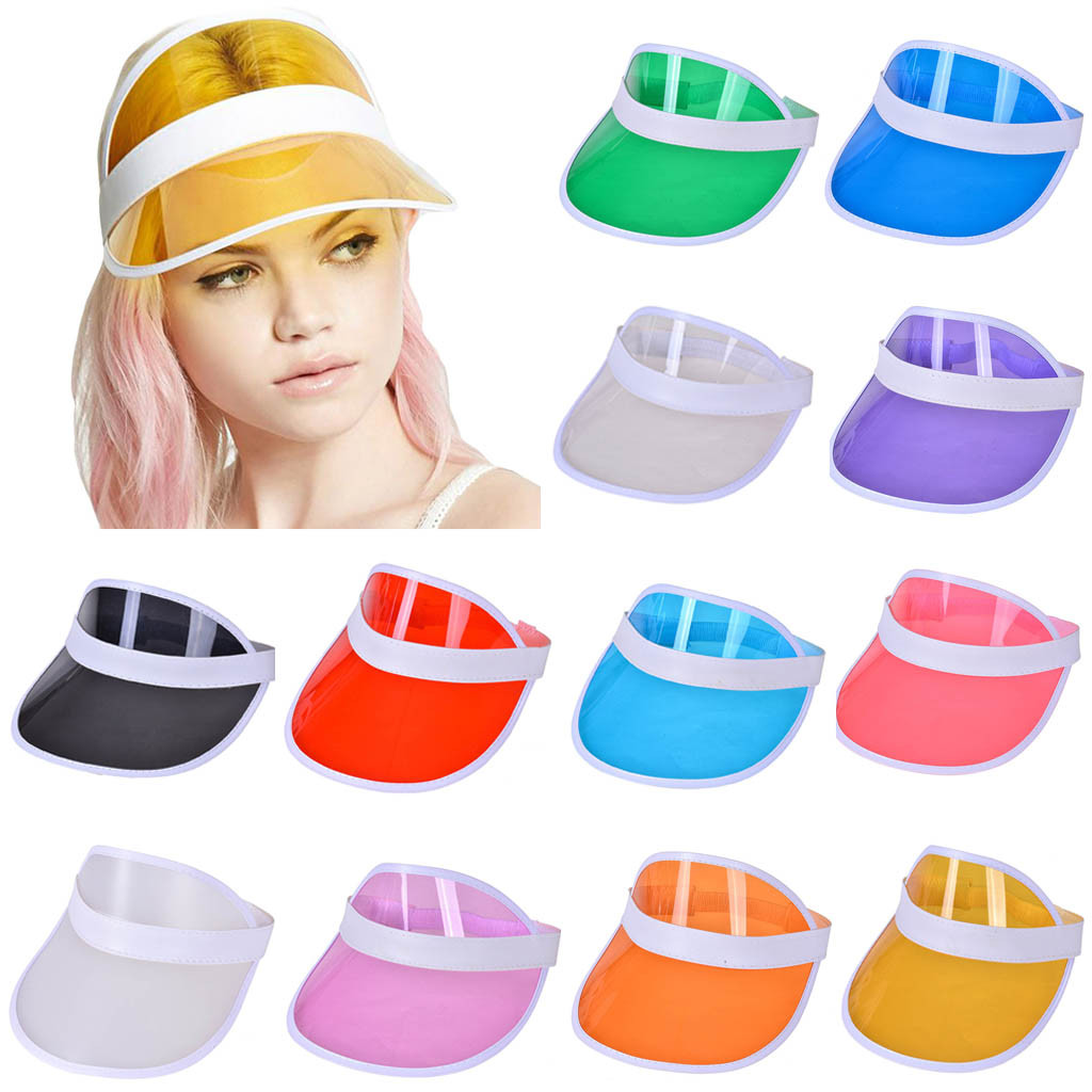Visera transparente para hombre y mujer, visera transparente para de verano, gorra de plástico de Pvc transparente para adultos, visera, sombrero de sol Unisex para exteriores #10