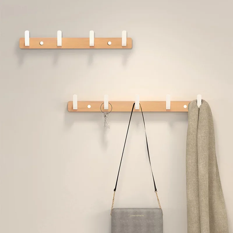 Gancho de madera de nogal para colgar ropa, soporte de tapa para colgar en la pared sin perforaciones, gancho para colgar en la puerta, llavero sin perforar
