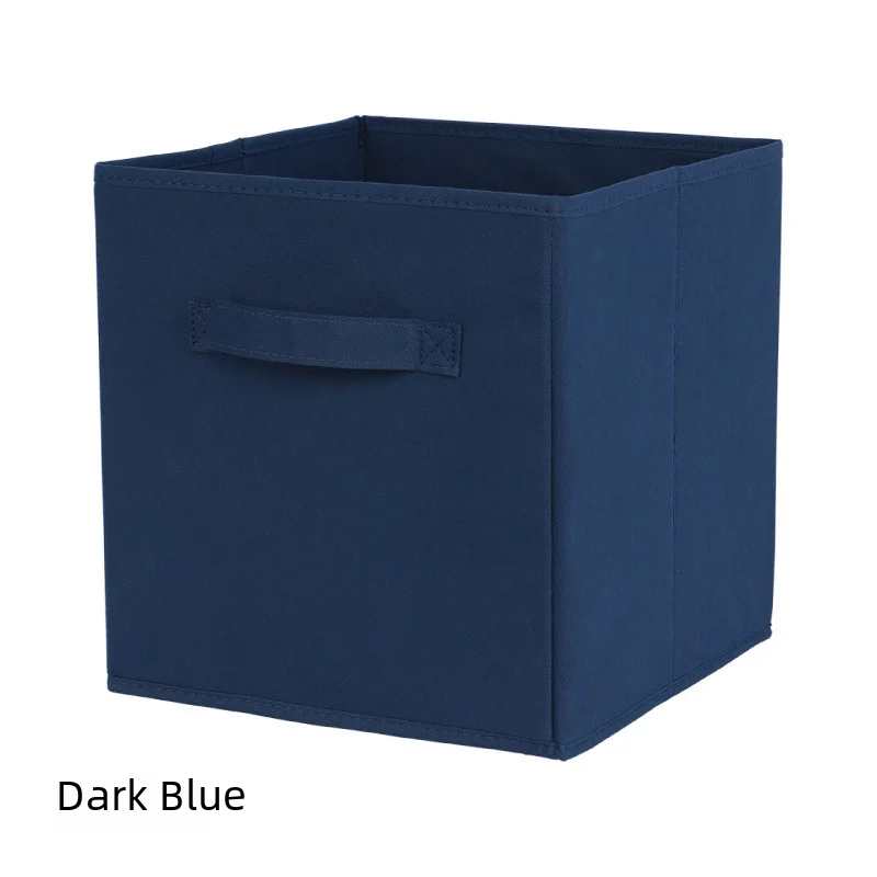 Fashionable Non-woven Fabric Storage Box No Lid Multi-functional Foldable Storage Box For Cabinet Organization: XS / Navy Blue