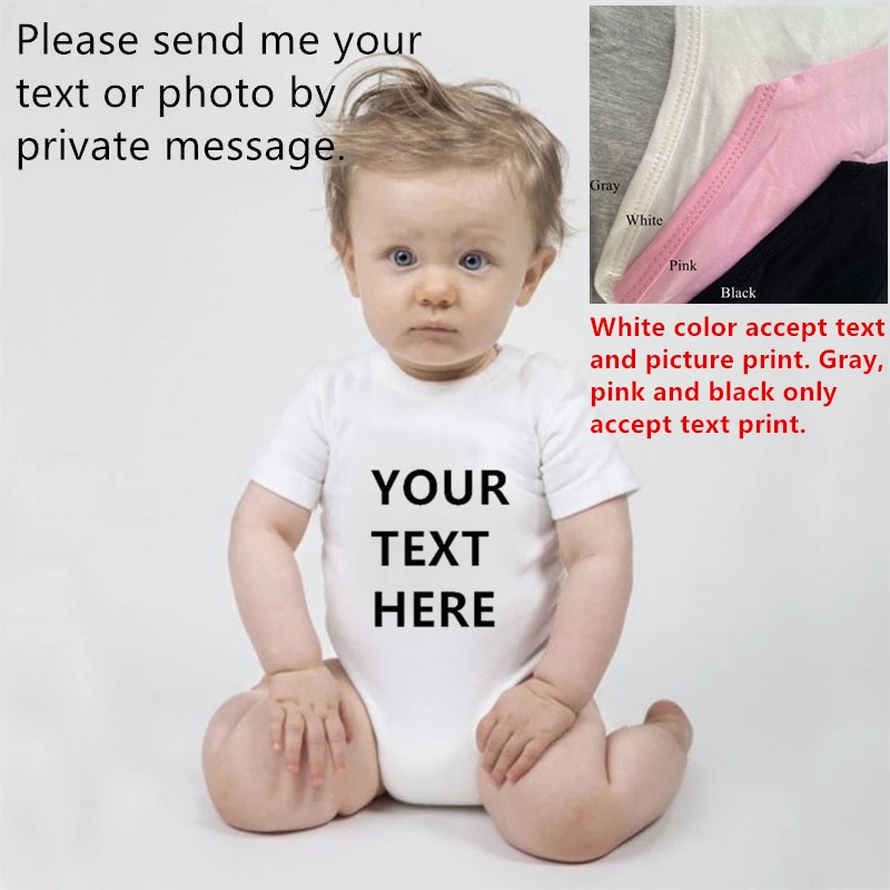 Din tekst her print baby romper nyfødt baby dreng pige onesie bomuld kortærmet spædbarn babytøj