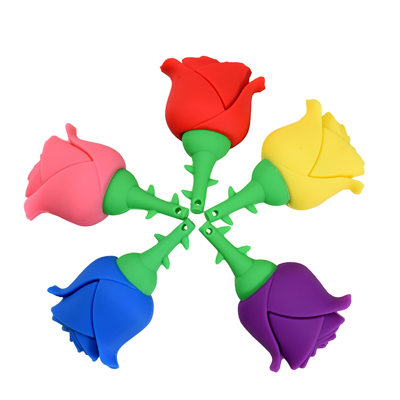 Unidades flash USB de rosa roja de dibujos animados, memoria rosa de 128GB, 64GB, para niños, Pen Drive, llavero colgante gratuito de 32GB