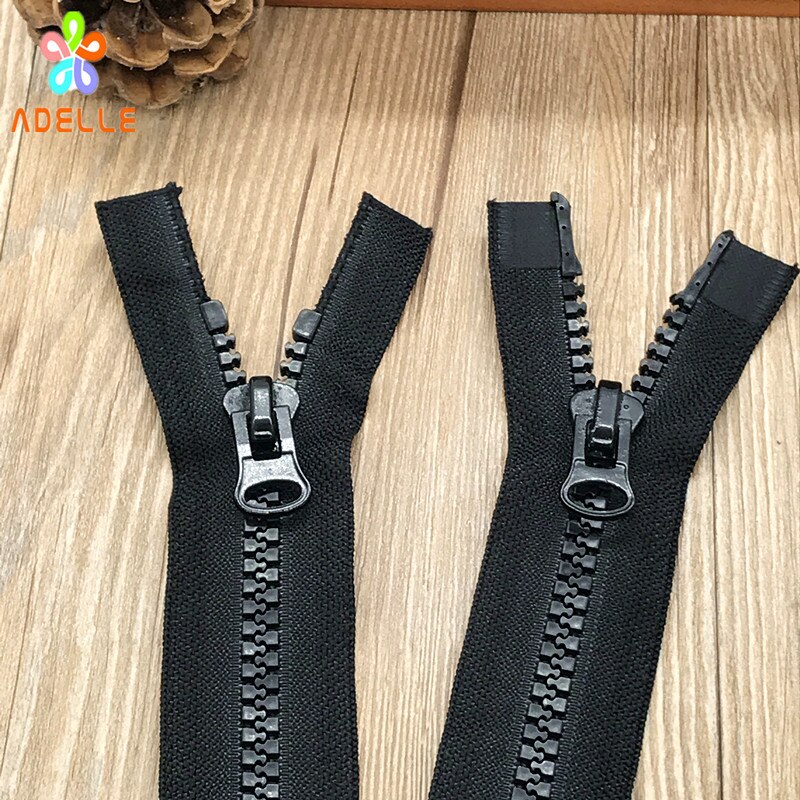 2 pieces NO.8 Plastic resin Zipper 100-600cm Black color/Open end/Double slider/Chunk teeth long zip for bag tent