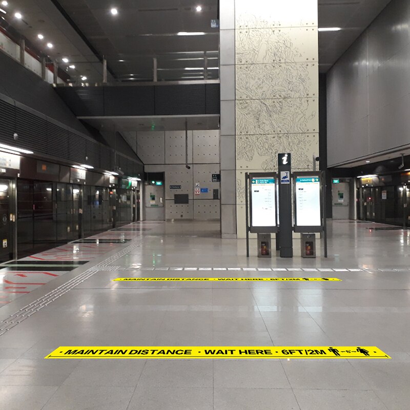 Panneau de plancher de distanciation sociale maintenir 6 pieds de Distance 108 pieds de Long plancher signe autocollant bande dq