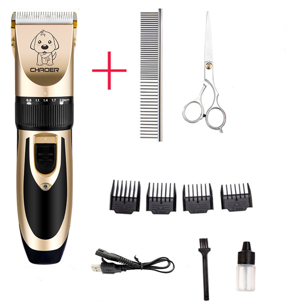 USB Charger Dog Hair Trimmer Pet Trimmer Haircut Machine Rechargeable Low-Noise Clipper Kit Pet Hair Remover Grooming Cutter: regular kit