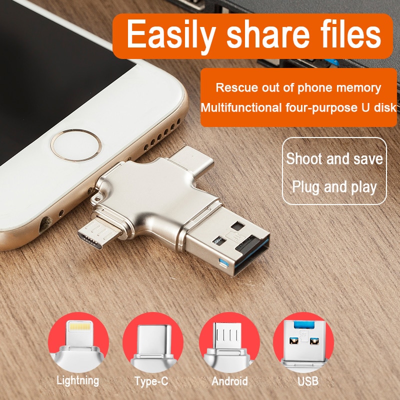 4 In 1 kaartlezer cardreader usb kaartlezer all in one sd kaart lezer Usb 3.0 Multi Smart Geheugenkaartlezer Otg Type C Adapter Mini Cardreader Micro Sd/Tf microsd Voor Iphone Adapter laptop accessories sd card reader