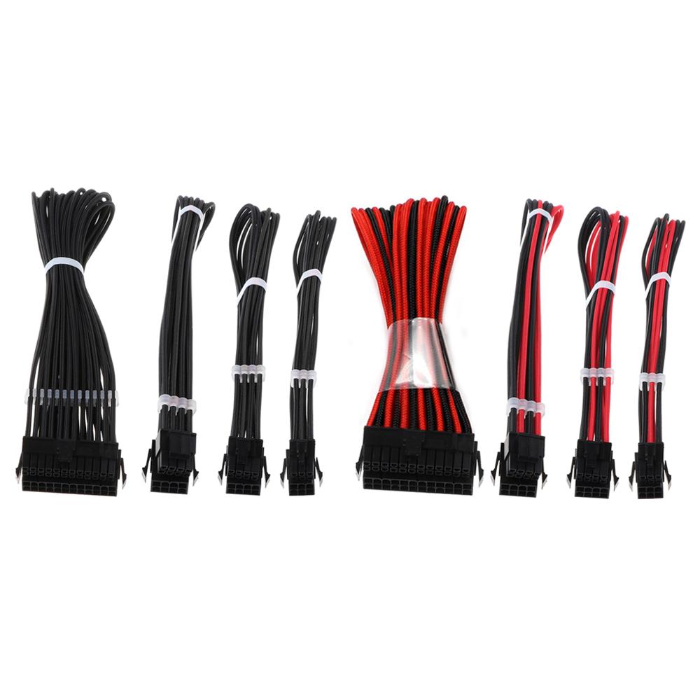 1 sett grunnleggende skjøtekabelsett 1pc atx 24 pin 1pc eps 4+4 pin 1pc pcie 6+2 pin 1pc pci -e 6 pin strøm skjøtekabel til pc datamaskin