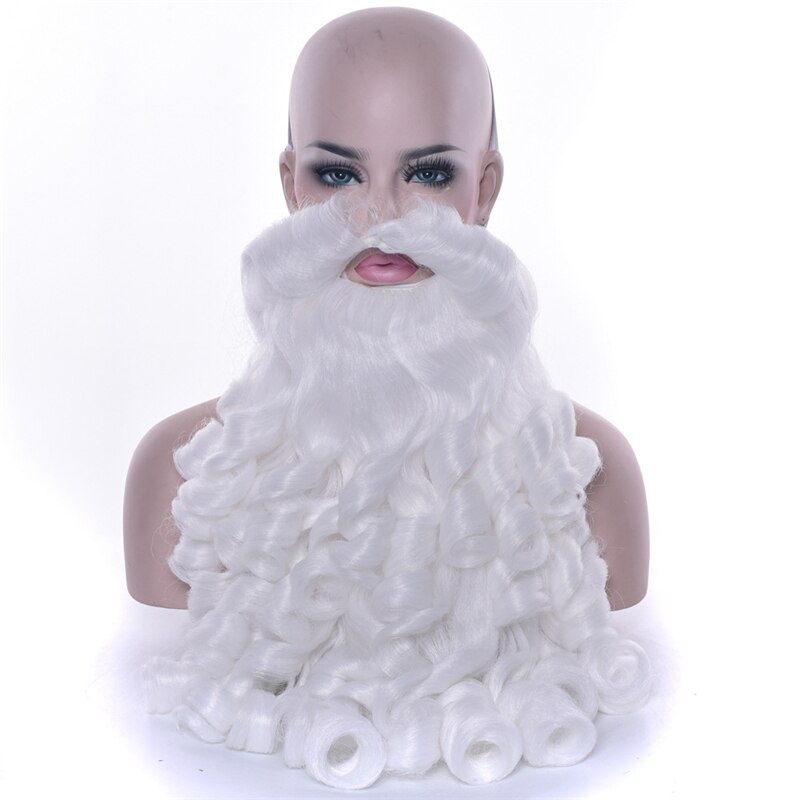 Julenissen skjegg parykk langt bølget hårpynt hvitt sett fancy ansiktshår julefestkostyme cosplay parykk pelucas: 80cm skjegg
