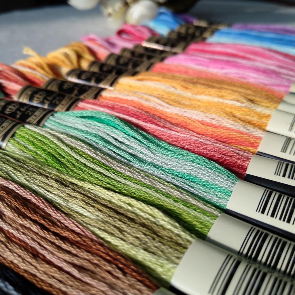 WUYU Royalbroderie Egyptian Long-staple Cotton Cross Stitch Thread Hand Embroidery 18 Space-dyed Colors Knitting Crafts Floss s