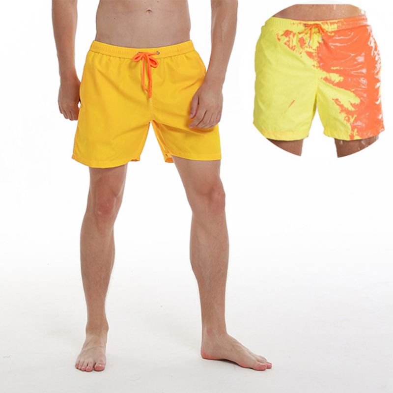 Degli uomini Della Spiaggia di Estate Shorts Temperatura del Colore Sensibile Cambiare Costume Da Bagno Coulisse Quick Dry Acqua Pantaloni per lo Sport