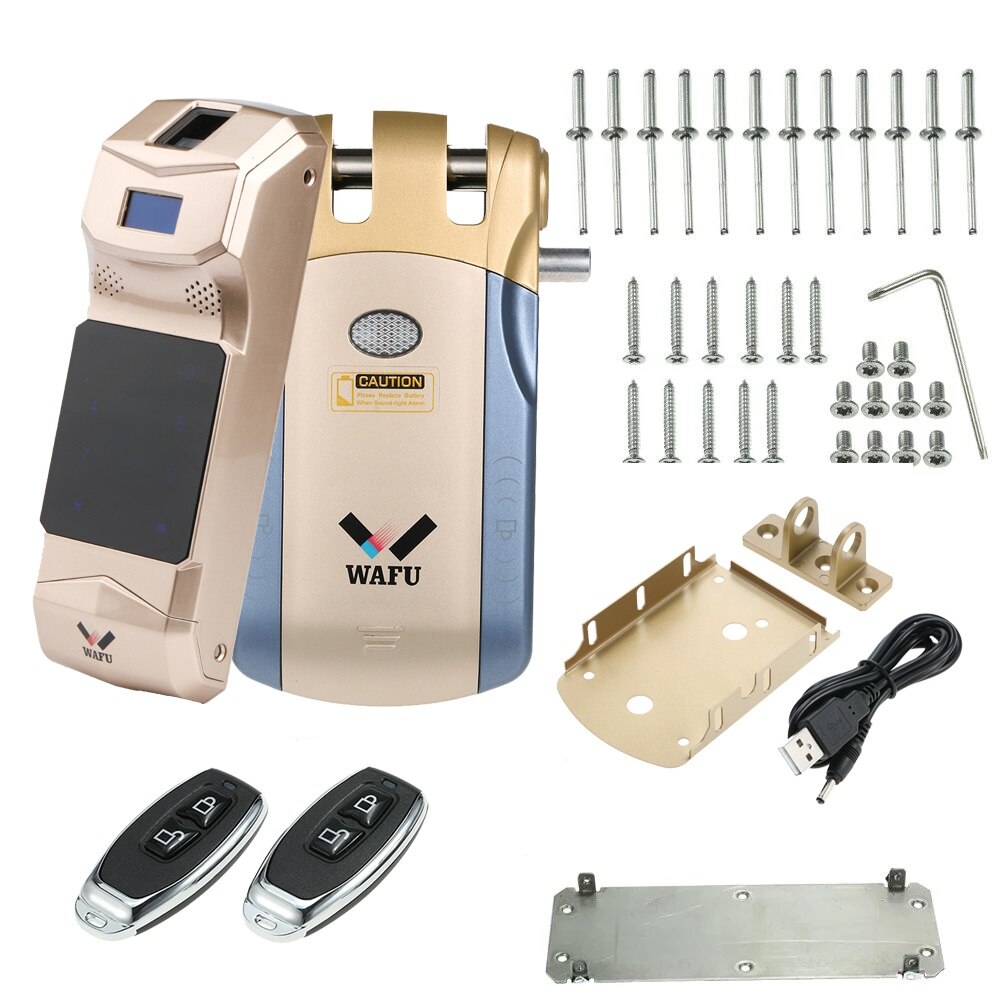 WAFU-cerradura inteligente con huella dactilar para puerta de entrada, dispositivo de cierre remoto Invisible, sin llave, antirrobo, con teclado y huella dactilar, WF-010B