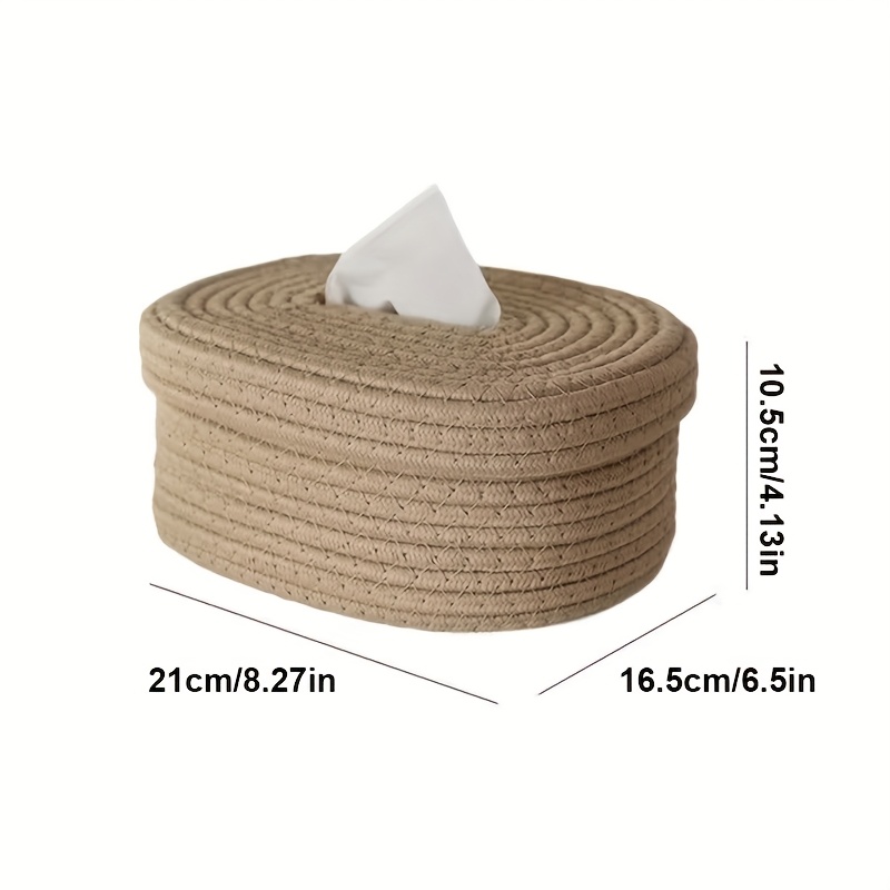 Support de boîte à mouchoirs en tissu tissé à la main, 1 pièce, , léger, lavable, rangement multifonctionnel pour serviettes de visage, serviettes à la maison: BLEU CIEL