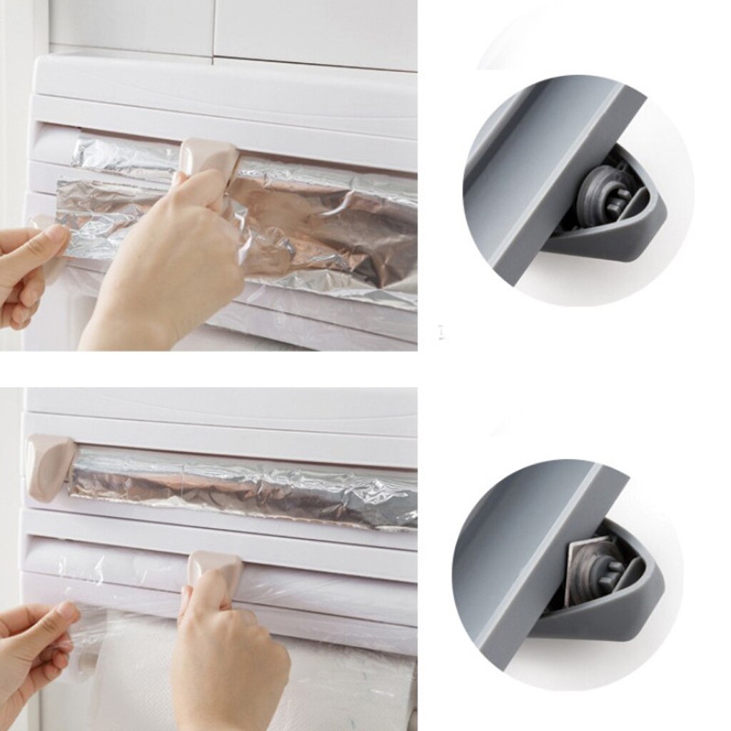Wall Mounted Roll Holder Rack Kitchen Roll Holder Cling Film Storage Rack Paper Dispenser for Kitchen Home Hotel Office
