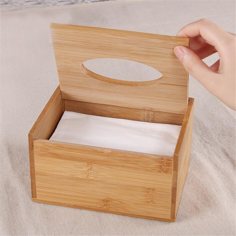 Retro Bamboo Tissue Box for Home Office Desktop Wooden Paper Towel Box Hotel Napkin Wood Holder Household Type Canister