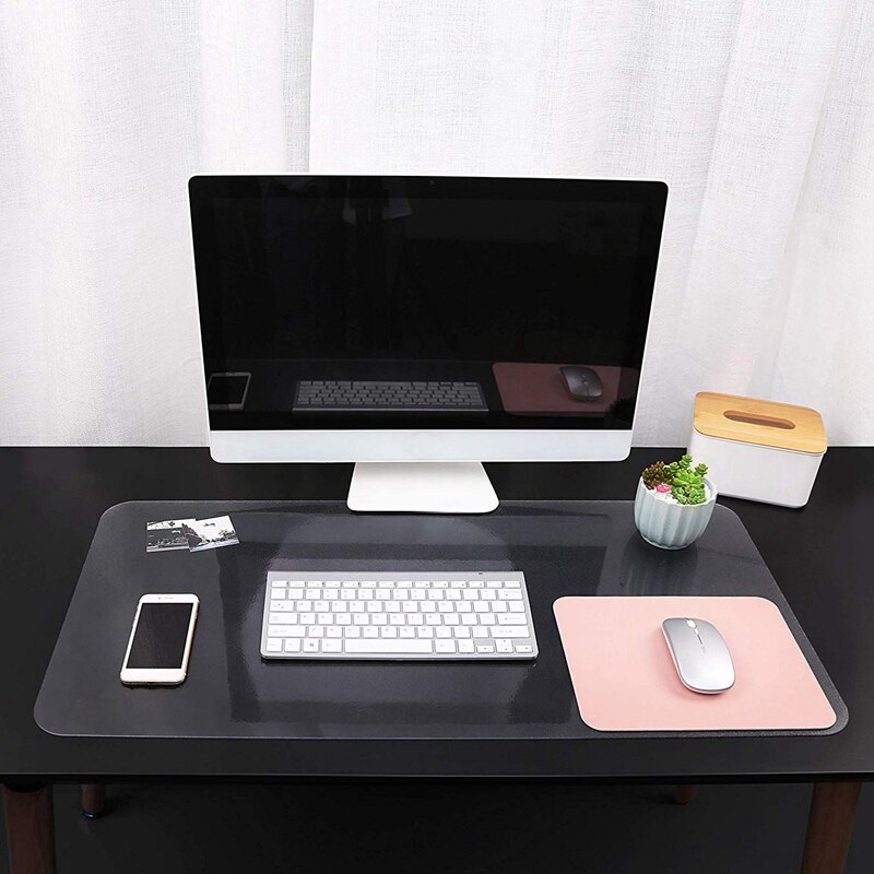 Doorzichtige bureau-onderlegger, antislip, getextureerde, zachte pvc-schrijfmat - ronde randen bureau-beschermer