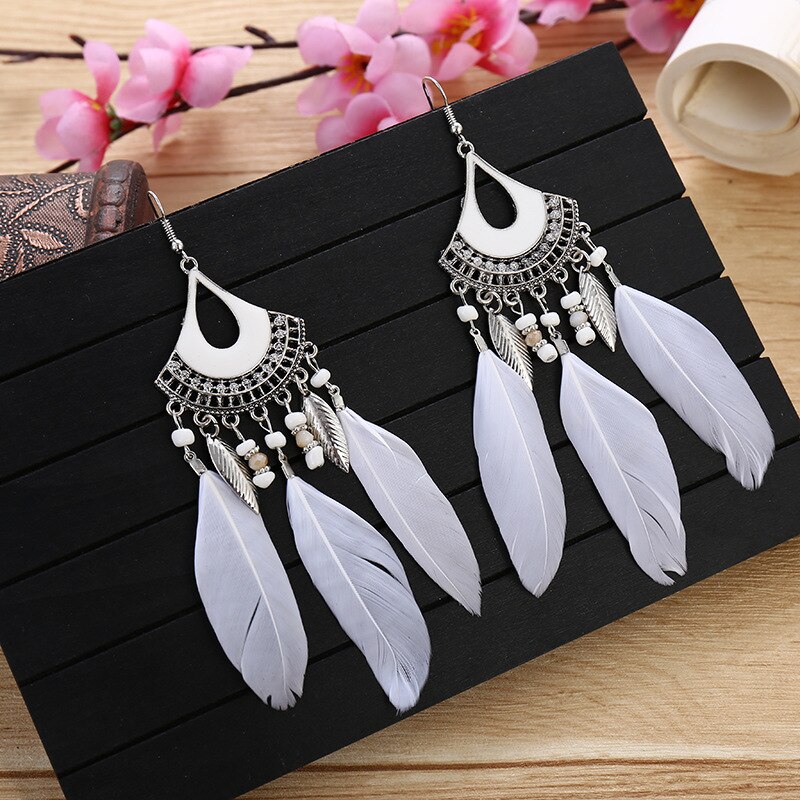 2020 artystyczny z piórkiem Kolczyki Tassel Ohrringe srebrny kolorowy ze stopu Vintage kreatywne Kolczyki Boho Indian biżuteria Kolczyki: Style 6