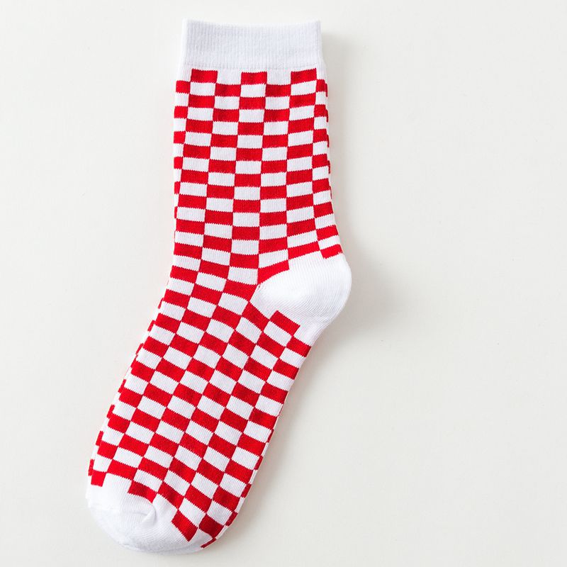 Harajuku stil spaß schachbrett schwarz & weiß kariert aufbringen socken Straße Stil Hüfte hüpfen Skateboard unisex socken: 4
