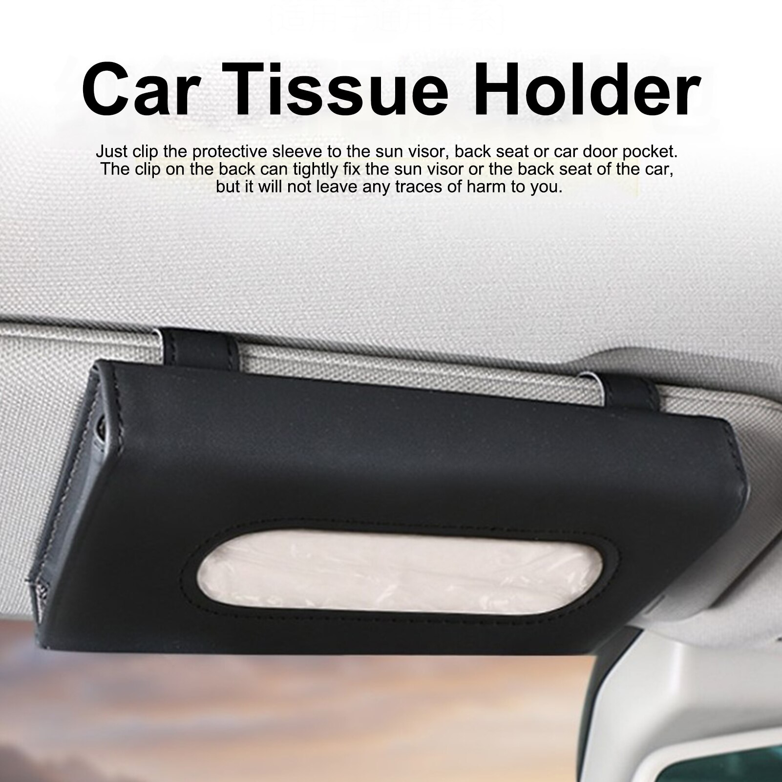 CHENGZI Auto Tissue Box Halter Schwarz - Für Sonnenblende & Rücksitz