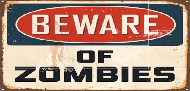 Dikkat Zombies Mini Retro Hout Poster 417000511