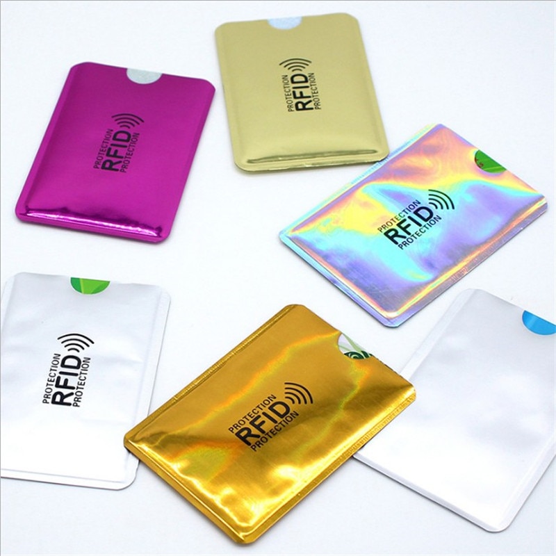 5Pcs Aluminum Foil RFID Case Anti-degaussing Card Holder Protection Bank Card Set Shielding Bag NFC Anti-Theft Card Holder