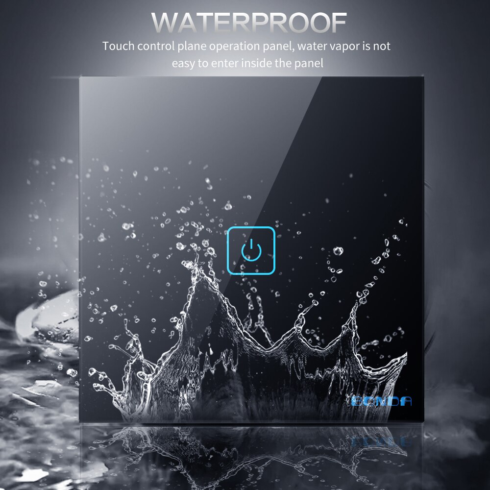 Touch Switch EU Standard 220 V Power Led Tempered Crystal Glass Panel 1/2/3 Gang 1 Way Wall Lamp Light Sensor Switches on Off