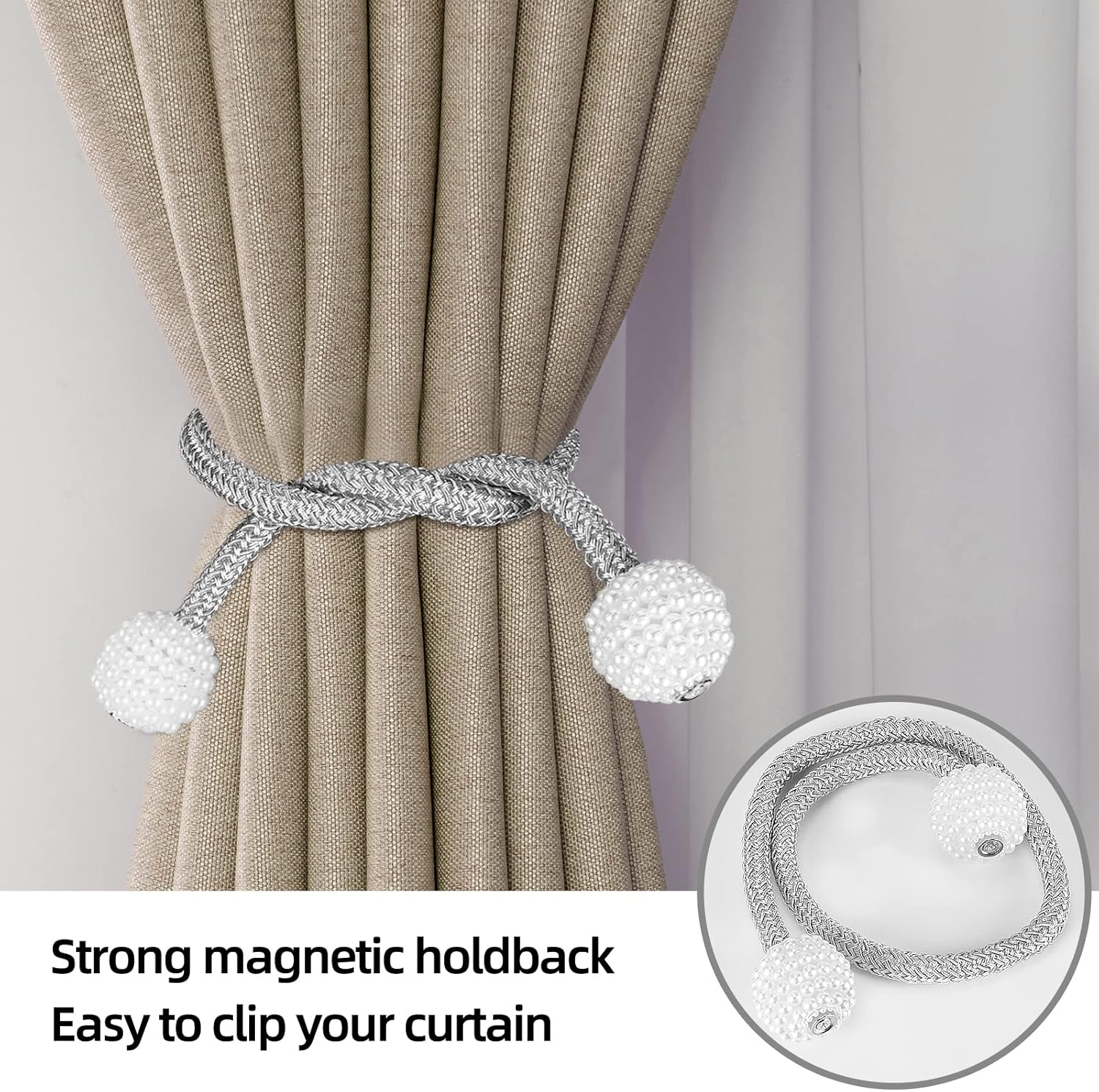 1 STKS 2 STKS Parel Magnetische GordijnClip Opknoping Bal Gesp Gordijn Houder Tie Terug Gesp Clips Tie Terug Gordijn Decor Accessoires