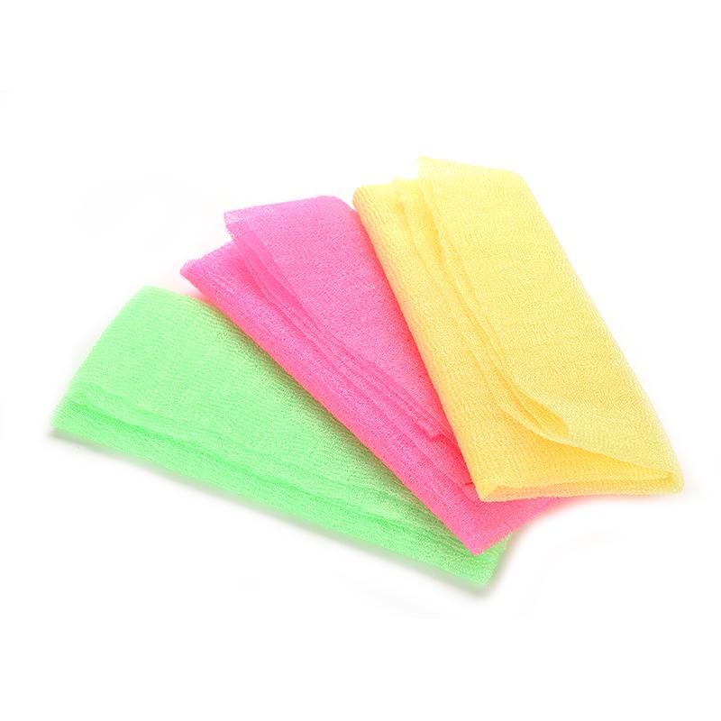 1Pc Nylon Japanse Exfoliërende Schoonheid Huid Bad Douche Wash Doek Handdoek Terug Scrub Multi Kleuren 3 Kleuren