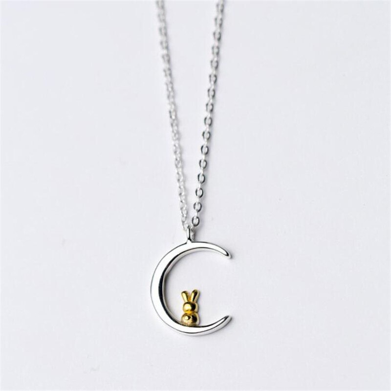 1pcs Moon Rabbit Pendant Necklace Cute Women Animal Collarbone Chain Accessories Jewelry Girl: necklace B