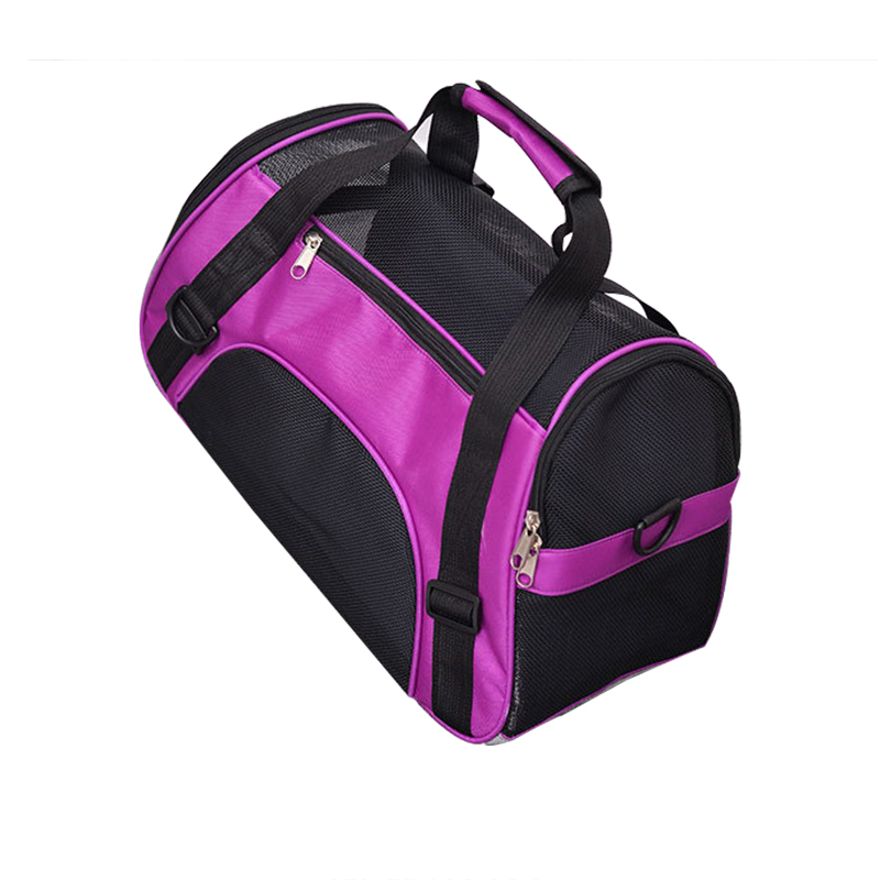 Falten Haustier Tragen Tasche Nylon Atmungsaktive Gittergewebe Katze Träger Außerhalb Tragbare Hund Reisetasche Ich bin Freien Kleine Haustier Durchführung Handtasche: LILA / L