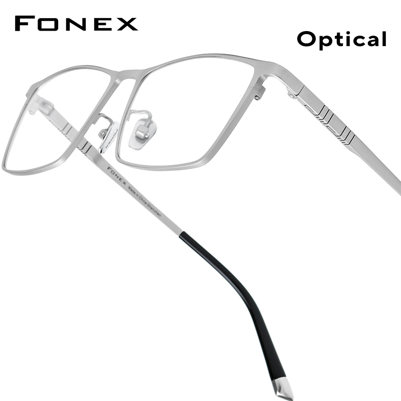 FONEX Titanium Glasses Frame Men Brand Square Eyewear Ultralight-Weight Japanese High-end Eyeglasses Frames 85641: Colorful